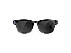 Gafas inteligentes con montura negra y lentes oscuros, vista frontal