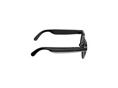 Gafas inteligentes con montura negra, vista de perfil