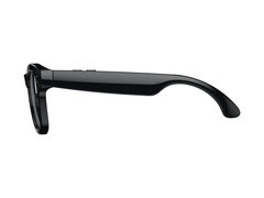 Gafas inteligentes con montura negra, vista de perfil