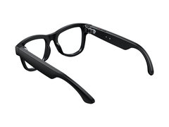 Gafas inteligentes con montura negra, vista posterior