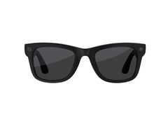 Gafas inteligentes con montura negra y lentes oscuros, vista frontal
