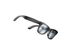 Gafas inteligentes con montura negra, vista de tres cuartos